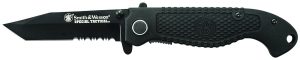 Smith & Wesson Knives CKTACBSCP Special Tactical  3.50" Folding Part Serrated Stainless Steel Blade 4.60" Black
