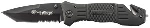 Smith & Wesson Knives SWFR2SCP Extreme Ops  3.30" Folding Tanto Part Serrated Stainless Steel Blade 4.70" Black Includes Pocket Clip