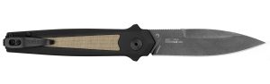Kershaw  Launch 15 Full Size 3.50" Folding Spear Point Plain Black Oxide Blackwash CPM MagnaCut Steel Blade/Black Anodized w/Tan Canvas Aluminum w/Micarta Inserts Handle Includes Pocket Clip