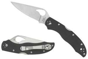 Spyderco BY01GPS2 Harrier 2  3.39" Folding Drop Point Part Serrated Stonewashed 8Cr13MoV SS Blade, Black Textured G10 Handle, Includes Pocket Clip