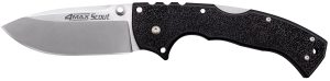 Cold Steel CS62RQZ 4-Max Scout 4" Folding Drop Point Plain Stonewashed/6" Black Griv-Ex Handle Includes Belt Clip