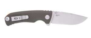 S.O.G SOG11060143 Tellus ATK  3.50" Folding Clip Point Plain Stonewashed Cryo 440C SS Blade/ Olive Drab w/Orange Backspacer GRN Handle Includes Belt Clip