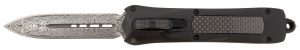 Steel River Knives A163BDD Spartan  3.50" OTF Dagger Plain Damascus 440C SS Blade/Black w/Carbon Fiber Inlay Aluminum Zinc Alloy Handle
