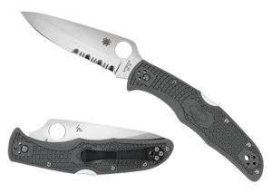 Spyderco C10PSFG Endura 4 Lightweight 3.75" Folding Part Serrated Satin VG-10 SS Blade/Foliage Green Bi-Directional Texturing FRN Handle Includes Pocket Clip