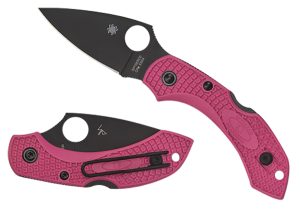 Spyderco C28FPPNS30VBK2 Dragonfly 2  2.30" Folding Plain Black TiCN CPM S30V SS Blade/Pink Textured w/Black Accents FRN Handle Includes Pocket Clip