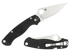 Spyderco C81GPLE2 Para Military 2  3.42" Folding Plain Satin CPM S45VN SS Blade Black Textured G10 Handle Left Hand Includes Pocket Clip