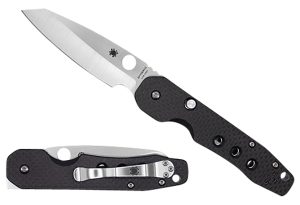 Spyderco C240CFP Smock  3.39" Folding Plain Stonewashed CPM S30V SS Blade/Black Textured Carbon Fiber/G10 Handle