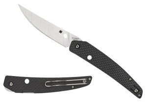 Spyderco C242CFP Ikuchi  3.26" Folding Plain CPM S30V SS Blade/Black Textured Carbon Fiber/G10 Handle Includes Pocket Clip