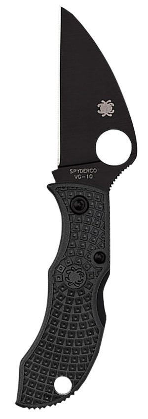 Spyderco MBKWPBK Manbug  1.91" Folding Wharncliffe Plain Non-Reflective Black TiCN VG-10 SS Blade/Black Textured FRN Handle