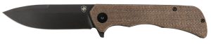 Templar Knife PFMBN321 Paladin  3.27" Folding Drop Point Plain Black Powder Coated D2 Steel Blade, 4.40" Brown Micarta Handle