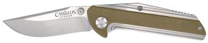 Camillus 19195 Sevens  2.75" Folding Plain Silver AUS-8 Carbonitride Titanium Blade, Desert Tan/SS G10/SS Handle