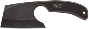 Browning 3220322 Cutoff Camp 2.50" Fixed Cleaver Plain Black Black Oxide Stonewashed 9Cr14MoV SS Blade, Black/Tan G10 Handle
