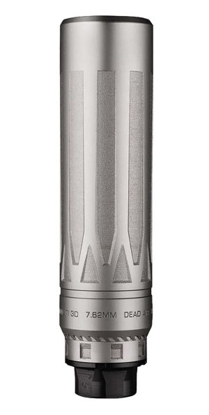 Dead Air NOMADTIXCDTSIL Nomad TI XC Silver 7.62mm Silencer w/ Direct Thread 5/8-24 Hub Mount