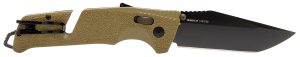 S.O.G SOG11121241 Trident AT 3.70" Folding Tanto Plain Black TiNi Cryo D2 Steel Blade, Flat Dark Earth Textured GRN Handle, Peg Box Pkg