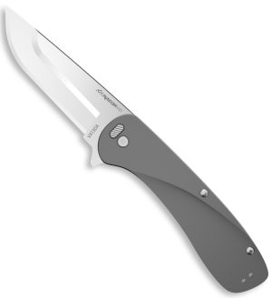 Outdoor Edge VX130A Razor VX1 EDC 3" Folding Plain Satin 420J2 SS Blade, Gray Anodized Aluminum Handle