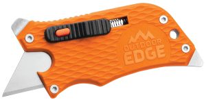 Outdoor Edge SWB10C SlideWinder  3.50" Long, Plain Utility Blade, Orange GNR/SS Handle, Screwdriver, Bottle Opener
