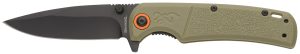 Browning 3220513 Buckmark Slim EDC 3.13" Folding Drop Point Plain Black Oxide D2 Steel Blade, Sage Textured Polymer Handle