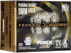 Federal Premium Punch Pistol Ammo 9mm 124 gr. JHP 20 rd.