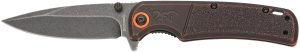 Browning 3220581B Buckmark  EDC Slim 3.13" Folding Drop Point Plain Black Stonewashed D2 Steel Blade, Bronze Stonewashed Polymer Handle, Box Packaging