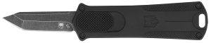 CobraTec Knives CALI952BLKTNS 952 *CA Compliant 1.75" OTF Tanto Plain Stonewashed D2 Steel Blade, 3" Black Anodized Aluminum Handle