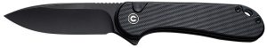 Civivi Knives C18062P-1 Elementum II  EDC 2.96" Folding Drop Point Plain Black Stonewashed Nitro-V Steel Blade, Black Textured G10 Handle