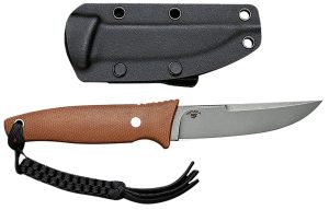 Civivi Knives C19046-5 Tamashii  4.07" Fixed Straight Back Plain Gray Stonewashed D2 Steel Blade, 4.73" Brown Textured Canvas Micarta Handle