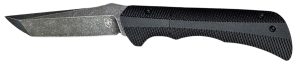 Templar Knife  Auto Assist  3.25" Folding Tanto Plain Black Oxide Stonewashed Powder Coated D2 Steel Blade, 4.25" Black Textured Aluminum Handle