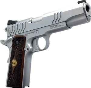 Dickinson LLC DKSN9S 1911 Adam S Commander Frame SAO 9mm Luger 9+1 4.25" Stainless Button Rifled Barrel, Stainless Steel S Serrations Slide, Stainless Steel Frame, Wood Grip