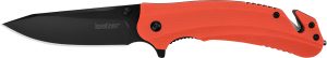 Kershaw 8650 Barricade  3.50" Folding Drop Point Plain Black Oxide 8Cr13MoV SS Blade Orange Glass-Filled Nylon Handle Features Glass Breaker Includes Pocket Clip