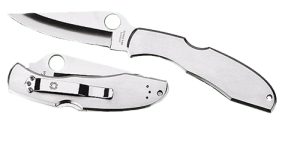Spyderco C10S Endura 4  3.85" Folding Clip Point Part Serrated VG-10 SS Blade Satin Stainless Steel Handle Includes Pocket Clip