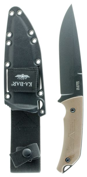 Ka-Bar 7503 Jarosz Turok 6.25" Fixed Clip Point Plain Black 1095 Cro-Van Blade, Brown Ultramid Handle, Includes Sheath