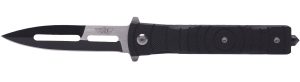 Uzi Accessories UZKFDR014 Mossad III 3.50" Folding Spear Point Plain Black/Silver Stainless Steel Blade Black G10 Handle Features Glass Breaker Includes Metal Clip