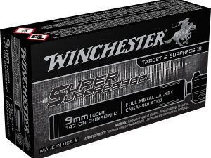 Winchester Ammo SUP9 Super Suppressed  9mmLuger Subsonic 147gr Encapsulated Full Metal Jacket 50 Per Box/10 Case