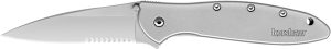 Kershaw 1660ST Leek  3" Folding Drop Point Part Serrated Bead Blasted 14C28N Steel Blade Bead Blasted 410 Stainless Steel Handle Includes Pocket Clip