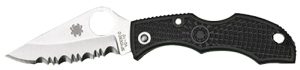 Spyderco LBKS3 Ladybug 3  1.94" Folding Modified Clip Point Serrated VG-10 SS Blade Black FRN Handle
