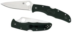 Spyderco C10FPGR Endura 4 Lightweight 3.75" Folding Clip Point Plain VG-10 SS Blade Green Bi-Directional Texturing FRN Handle Includes Pocket Clip