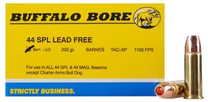 Buffalo Bore Ammunition 14D20 Buffalo-Barnes Strictly Business 44S&W Spl 200gr Barnes TAC-XP Lead Free 20 Per Box/12 Case