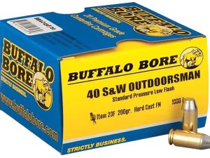 Buffalo Bore Ammunition 23F20 Outdoorsman Strictly Business 40S&W 200gr Hard Cast Flat Nose 20 Per Box/12 Case