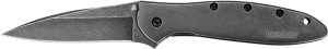 Kershaw 1660BLKW Leek  3" Folding Drop Point Plain Black DLC 14C28N Steel Blade Blackwash 410 Stainless Steel Handle Includes Pocket Clip