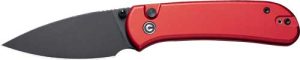 CIVIVI KNIFE QUIBIT 2.98" RED/ - BLK STONEWASH BUTTON LOCK