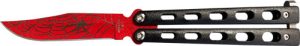 BEAR & SON BUTTERFLY KNIFE - 3" WIDOW SERIES RED/BLACK
