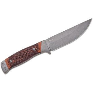 Old Timer Frontier Fixed Blade Knife 5" Drop Point Blade Wood Box